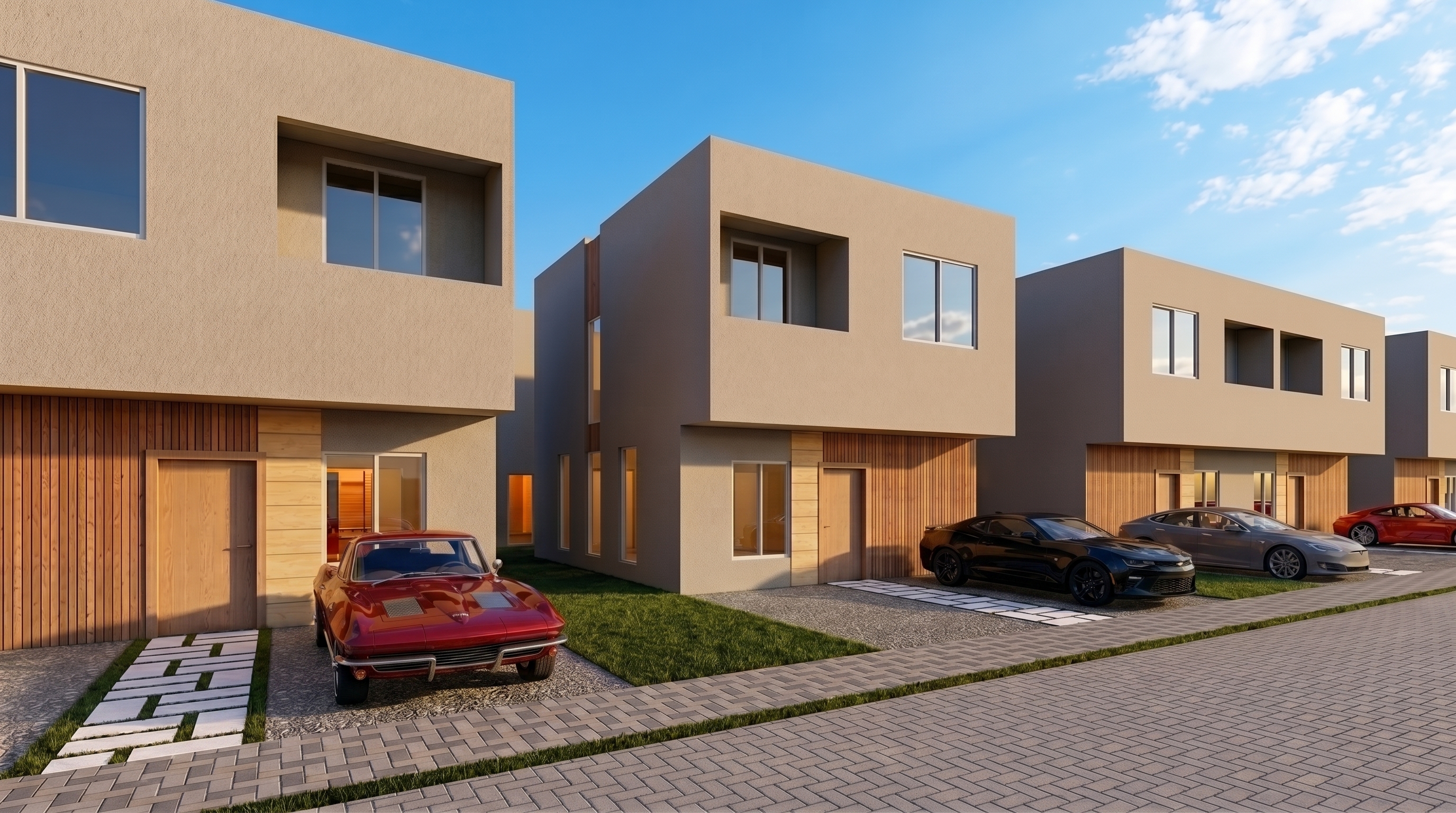 Fachada de casas campestres Tipo 2 de dos niveles en Condominio Arrayanes Cundinamarca